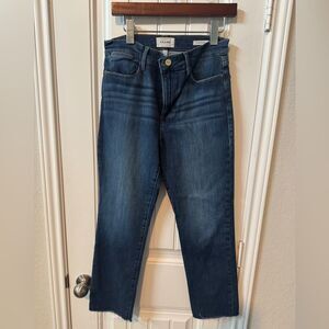 Frame Denim Le High Straight Jeans in Dark Blue